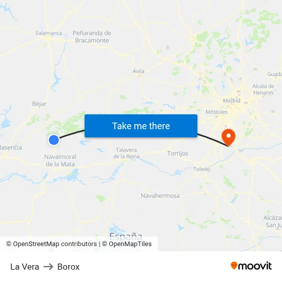 La Vera to Borox map