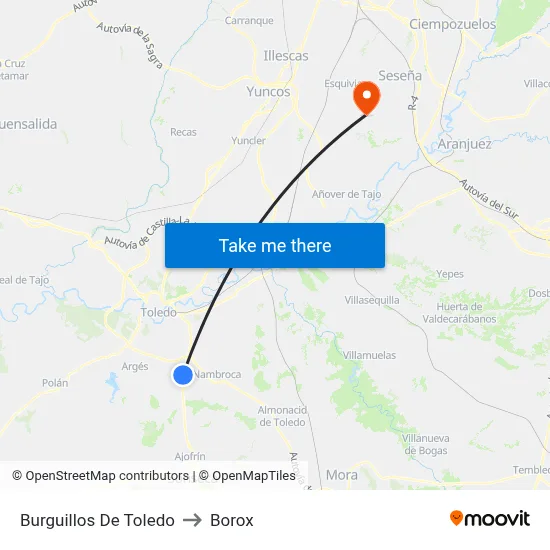 Burguillos De Toledo to Borox map