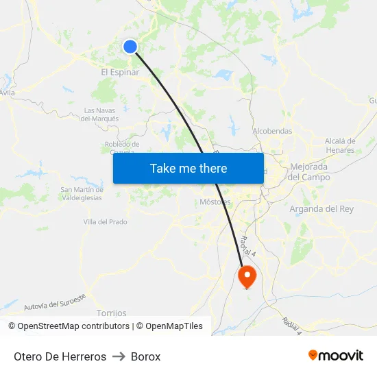 Otero De Herreros to Borox map