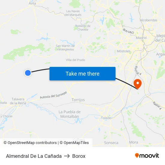 Almendral De La Cañada to Borox map