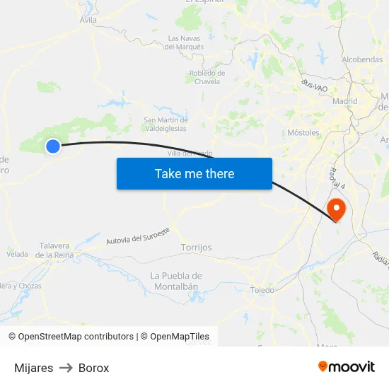 Mijares to Borox map