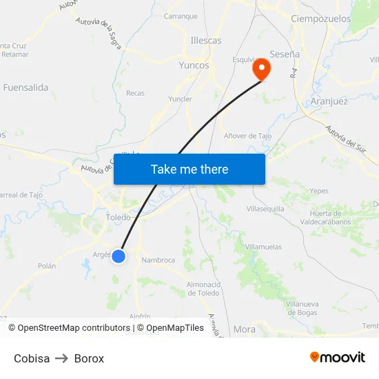 Cobisa to Borox map