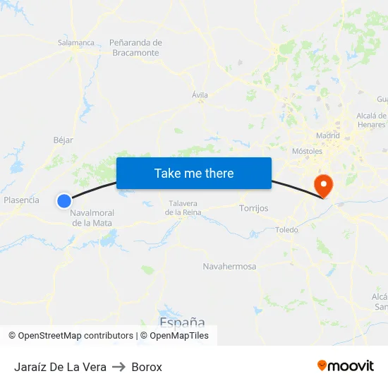 Jaraíz De La Vera to Borox map