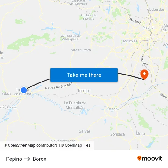 Pepino to Borox map