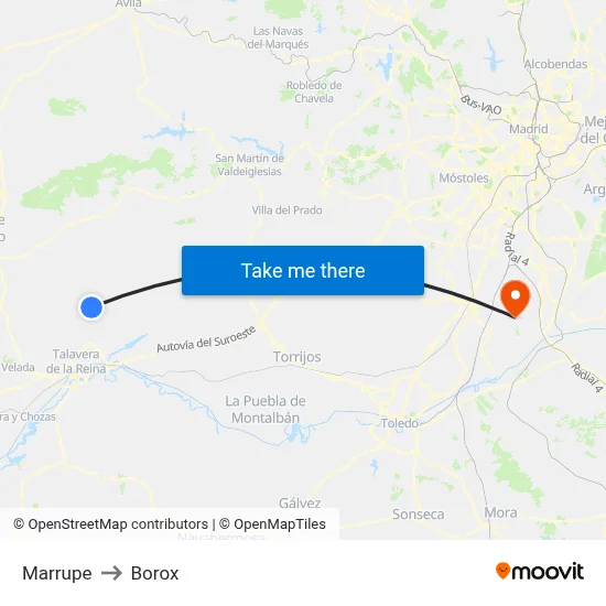 Marrupe to Borox map