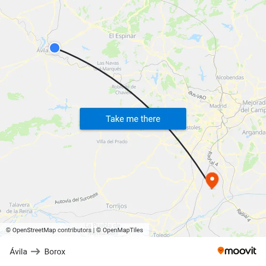 Ávila to Borox map