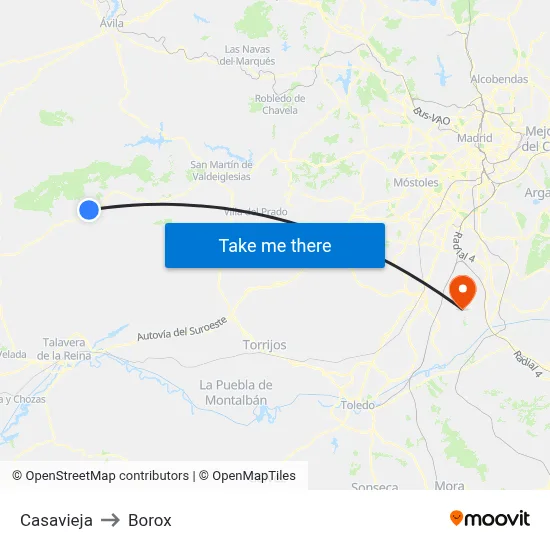 Casavieja to Borox map