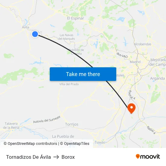 Tornadizos De Ávila to Borox map