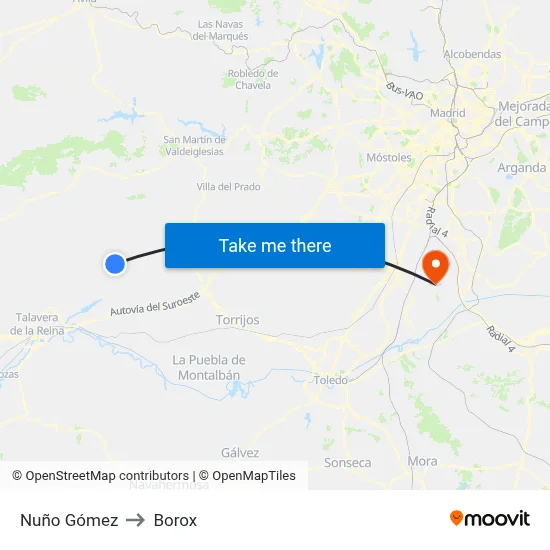 Nuño Gómez to Borox map