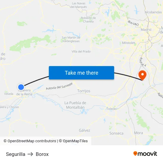 Segurilla to Borox map