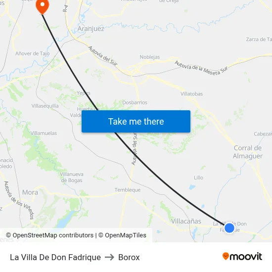 La Villa De Don Fadrique to Borox map