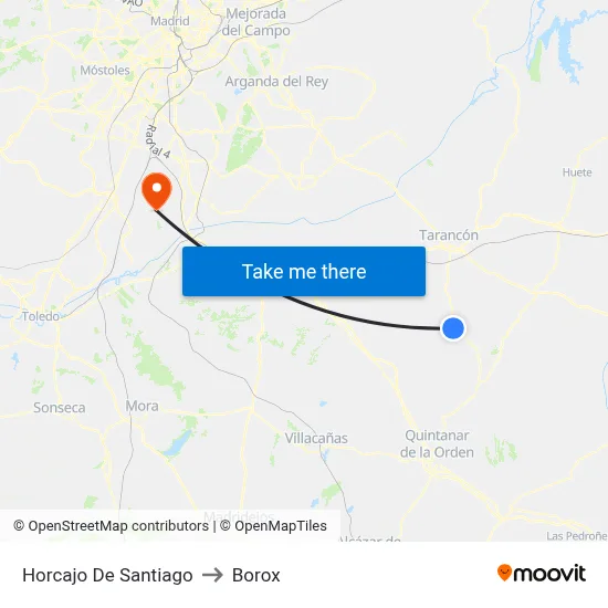 Horcajo De Santiago to Borox map