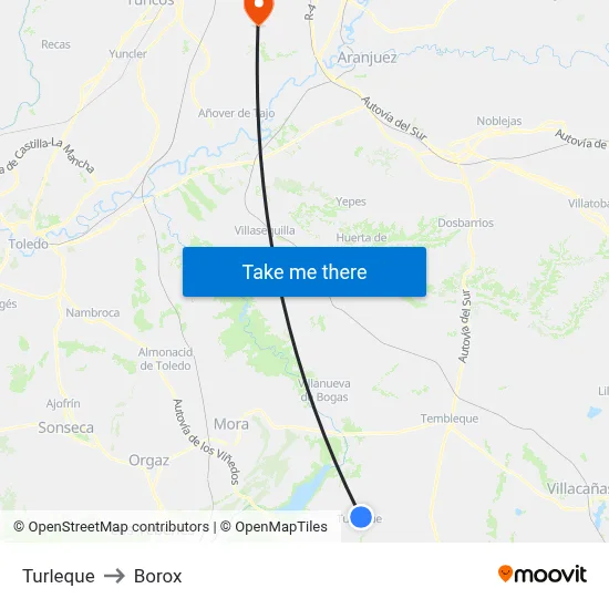 Turleque to Borox map