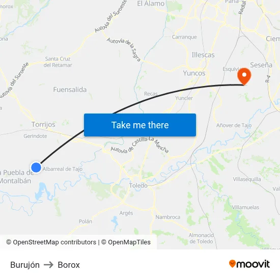 Burujón to Borox map