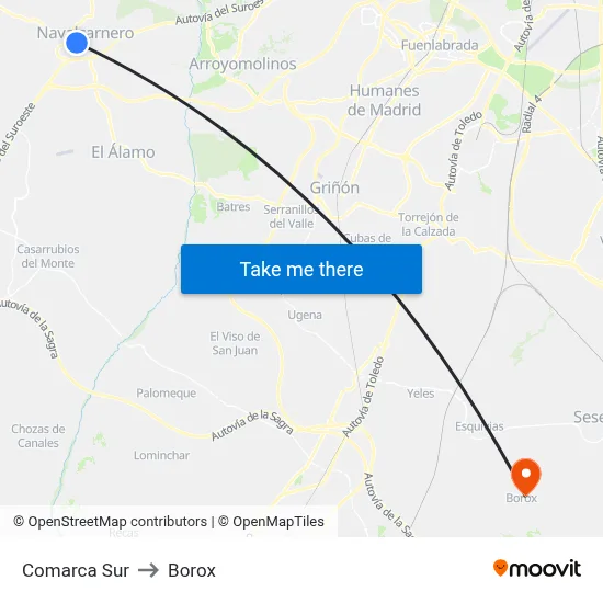 Comarca Sur to Borox map