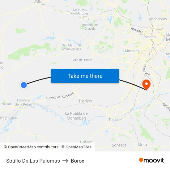 Sotillo De Las Palomas to Borox map