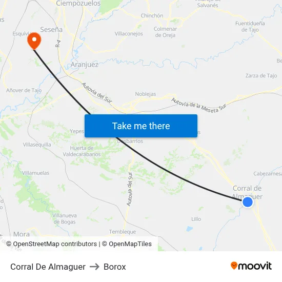 Corral De Almaguer to Borox map