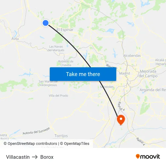 Villacastín to Borox map