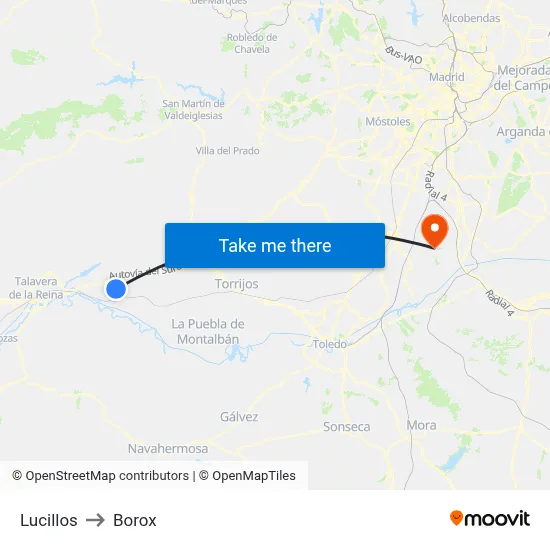 Lucillos to Borox map