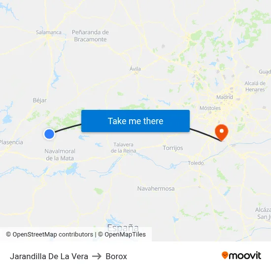 Jarandilla De La Vera to Borox map