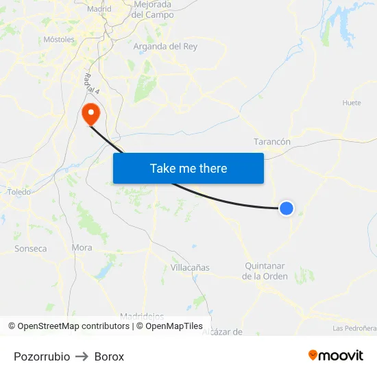 Pozorrubio to Borox map