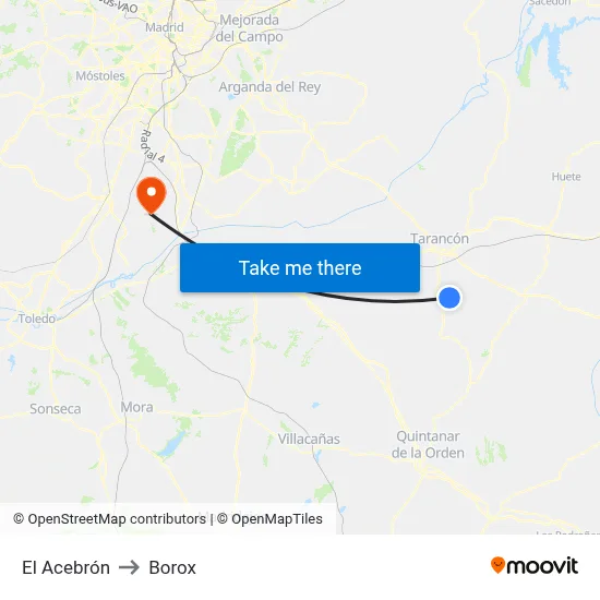 El Acebrón to Borox map