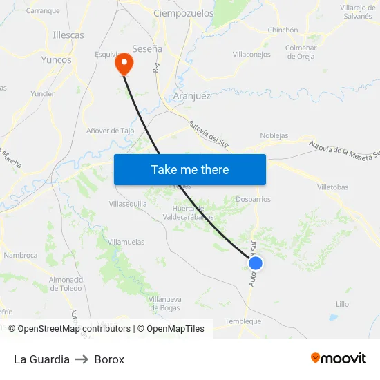 La Guardia to Borox map