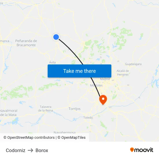 Codorniz to Borox map