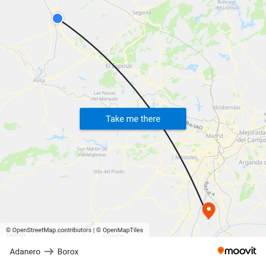 Adanero to Borox map
