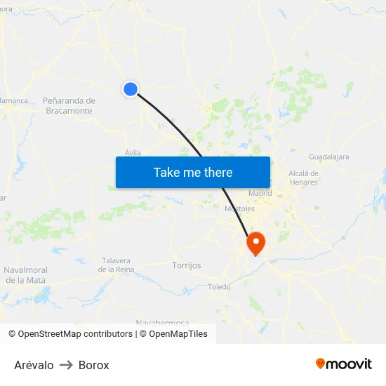 Arévalo to Borox map