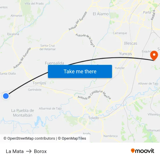 La Mata to Borox map