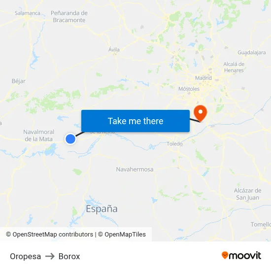 Oropesa to Borox map