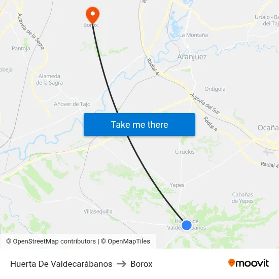 Huerta De Valdecarábanos to Borox map