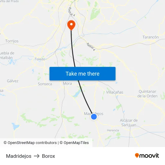 Madridejos to Borox map