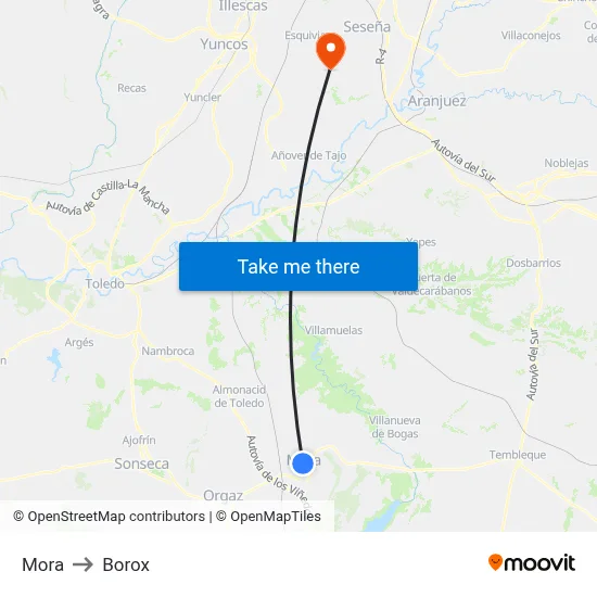 Mora to Borox map