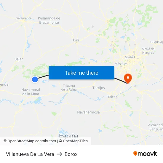 Villanueva De La Vera to Borox map