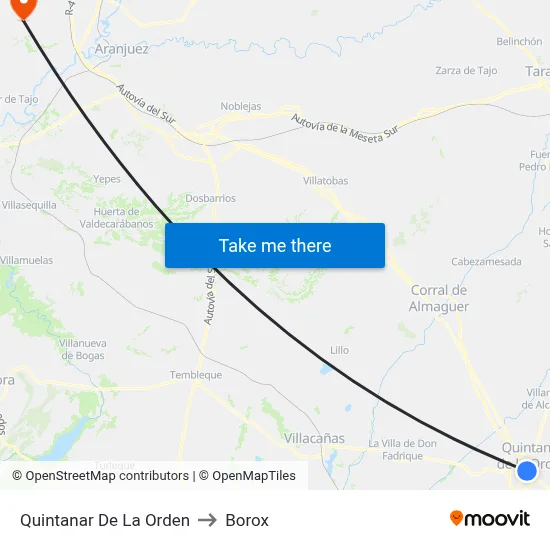 Quintanar De La Orden to Borox map