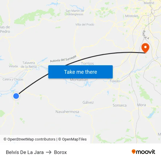 Belvís De La Jara to Borox map