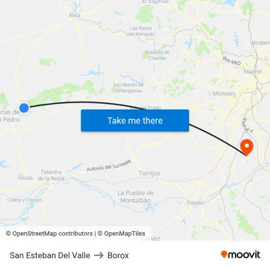 San Esteban Del Valle to Borox map
