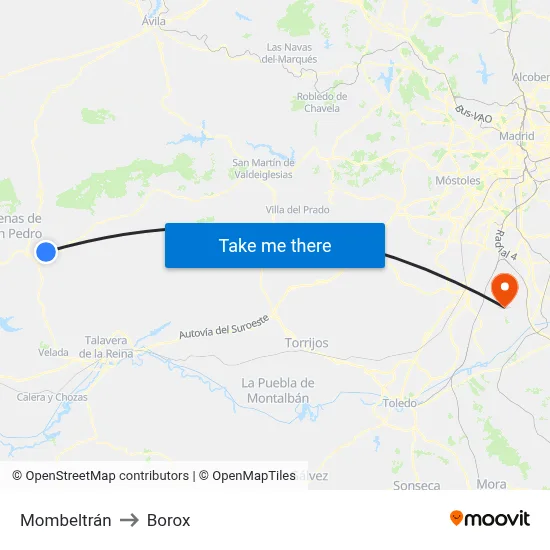Mombeltrán to Borox map