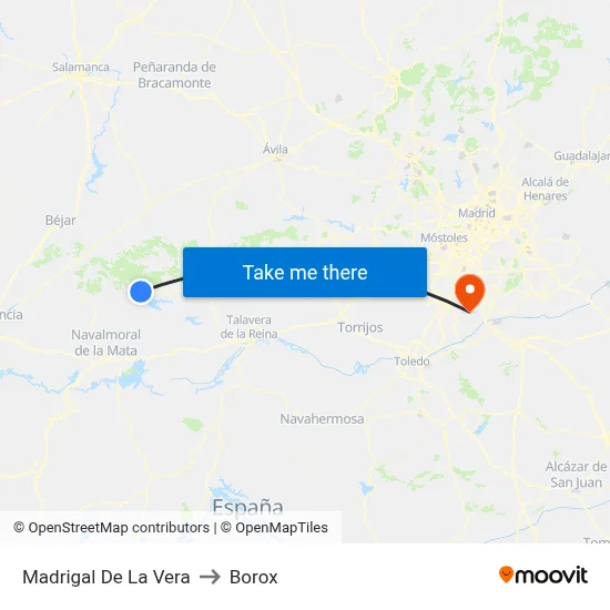 Madrigal De La Vera to Borox map
