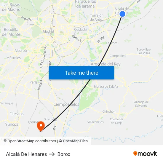 Alcalá De Henares to Borox map