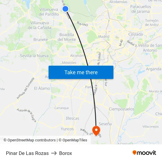 Pinar De Las Rozas to Borox map