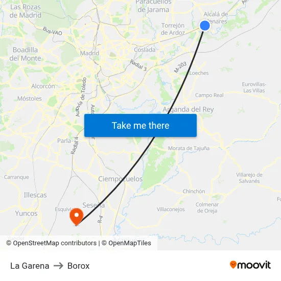 La Garena to Borox map