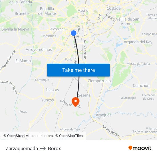 Zarzaquemada to Borox map