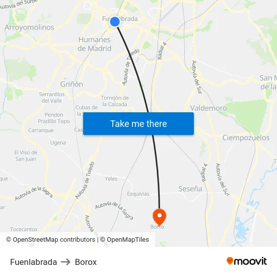 Fuenlabrada to Borox map