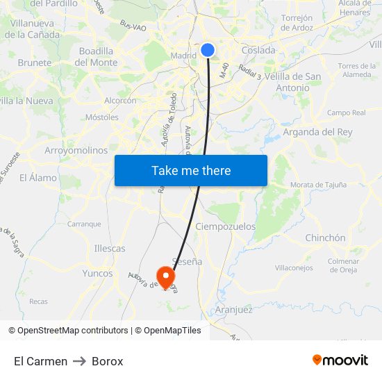 El Carmen to Borox map