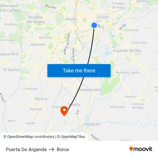 Puerta De Arganda to Borox map