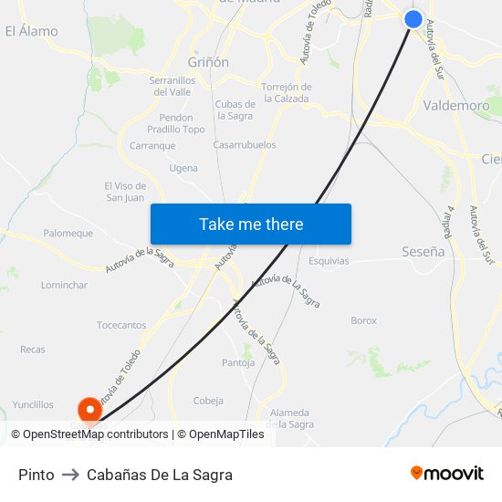 Pinto to Cabañas De La Sagra map