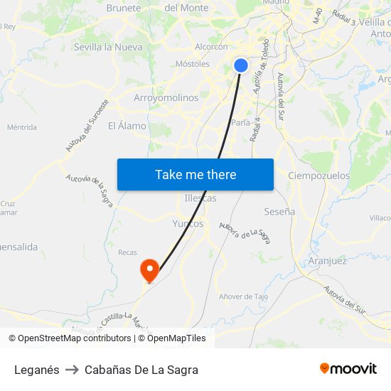 Leganés to Cabañas De La Sagra map